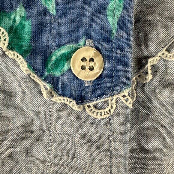 Vintage Napa Valley Womens 2X Button-Up Denim Top Patchwork Cottagecore Dainty - Picture 8 of 13